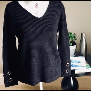 NEW! Black V-Neck Sweater. Size large